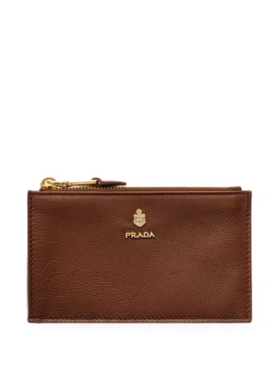 Prada Leather Card Holder In Pink