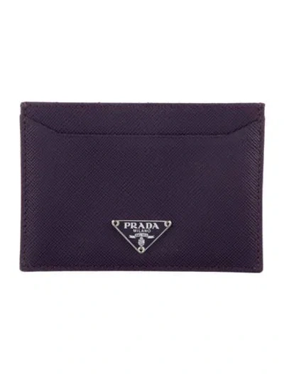 Pre-owned Prada Leather Card Holder In Purple