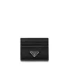 Prada Triangle Logo Leather Cardholder In Black