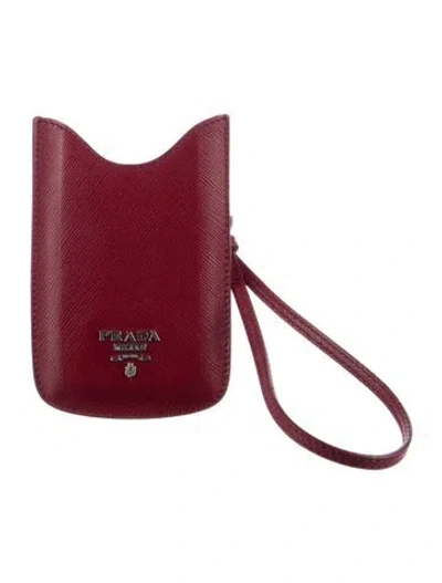Pre-owned Prada Leather Card Holder In Red