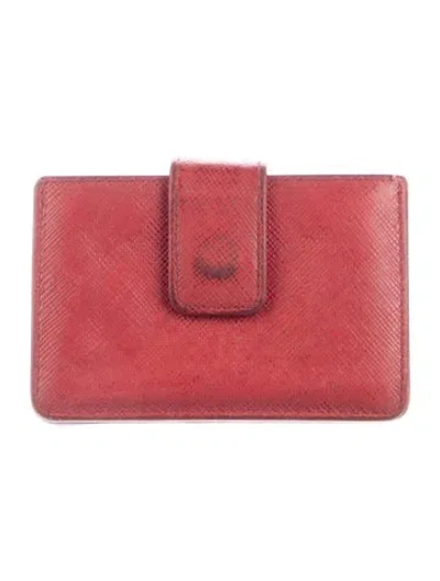 Pre-owned Prada Leather Card Holder In Red