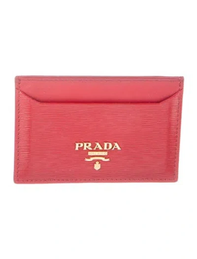 Pre-owned Prada Leather Card Holder In Red