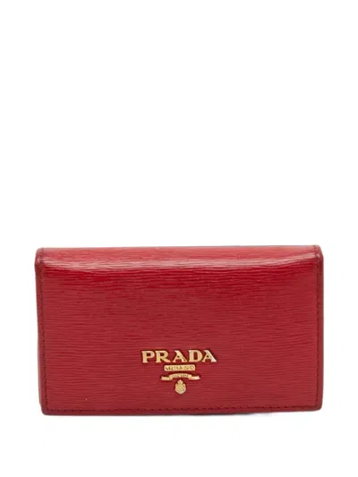 Pre-owned Prada Leather Card Holder In Red