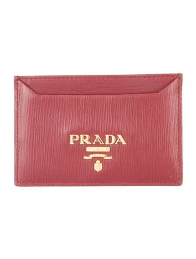Pre-owned Prada Leather Card Holder In Red