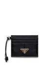 Prada Black Leather Card Holder With Triangle Logo In Schwarz