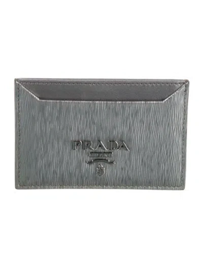 Pre-owned Prada Leather Card Holder In Silver
