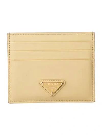 Pre-owned Prada Leather Card Holder In Yellow