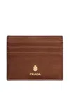 Prada Leather Card Holder In Yellow