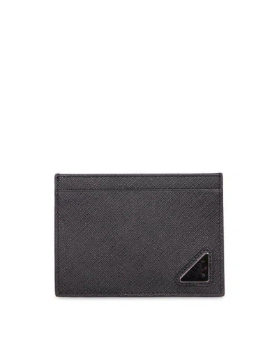 Prada Leather Card Wallet Qhh In Black