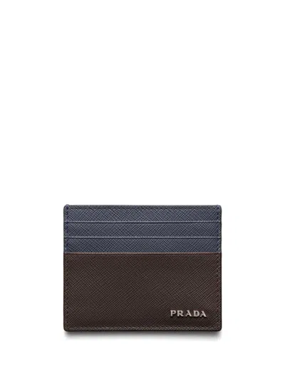 Prada Leather Cardholder In Braun