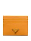 Prada Leather Cardholder In Orange