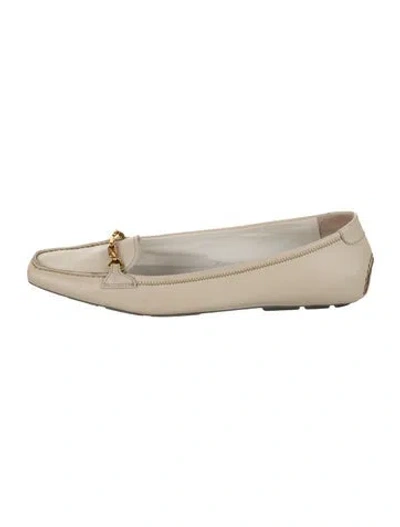 Pre-owned Prada Leather Chain-link Accents Loafers In Neutrals