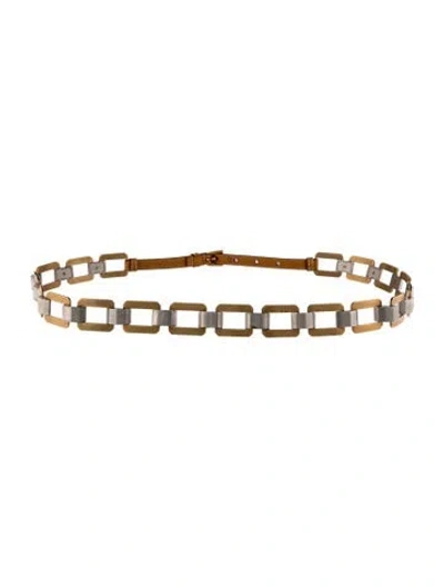 Pre-owned Prada Leather Chain-link Belt In Brown