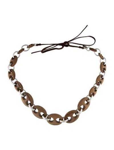 Pre-owned Prada Leather Chain-link Belt In Brown/gold