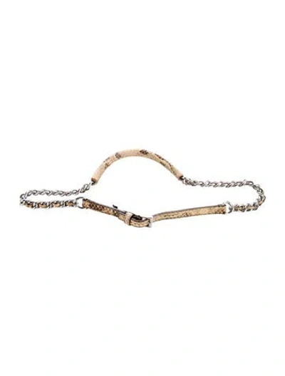 Pre-owned Prada Leather Chain-link Belt In Neutral