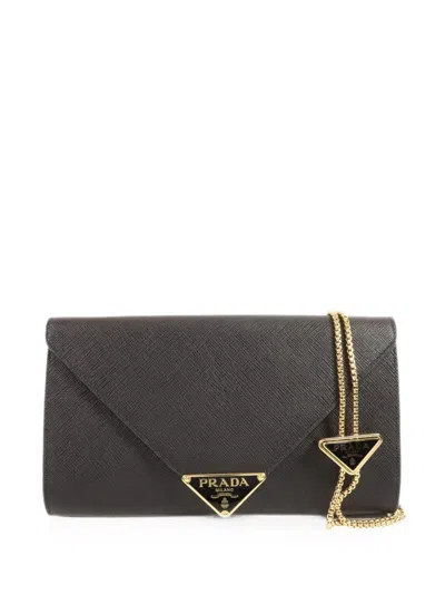 Pre-owned Prada Leather Chain-strap Shoulder Bag In Black