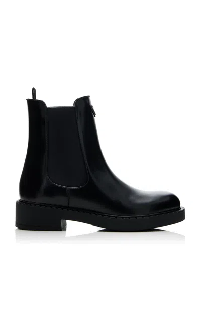 PRADA LEATHER CHELSEA ANKLE BOOTS