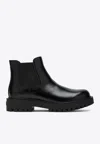 Prada Leather Chelsea Boot In Black