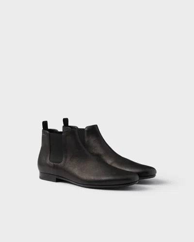 Prada Leather Chelsea Boots In Black
