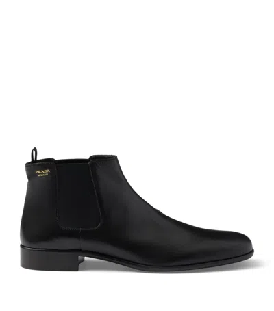 PRADA PRADA LEATHER CHELSEA BOOTS