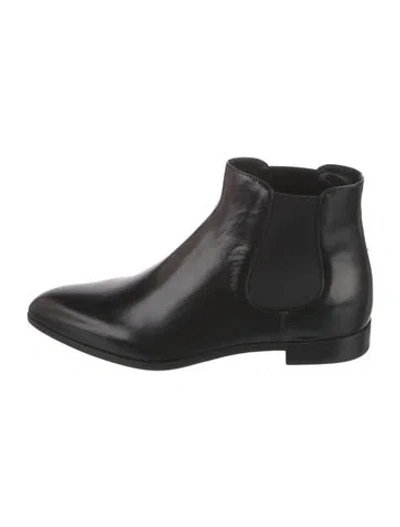 Pre-owned Prada Leather Chelsea Boots In Black