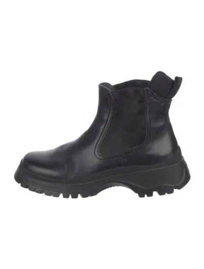 Pre-owned Prada Leather Chelsea Boots In Black