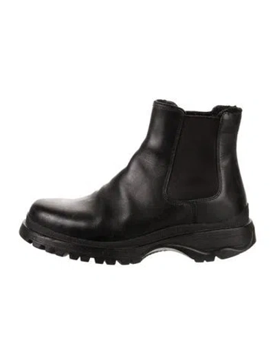 Pre-owned Prada Leather Chelsea Boots In Black
