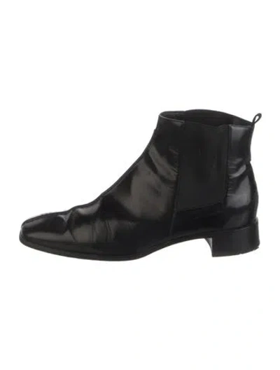 Pre-owned Prada Leather Chelsea Boots In Black