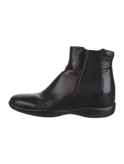 Pre-owned Prada Leather Chelsea Boots In Black