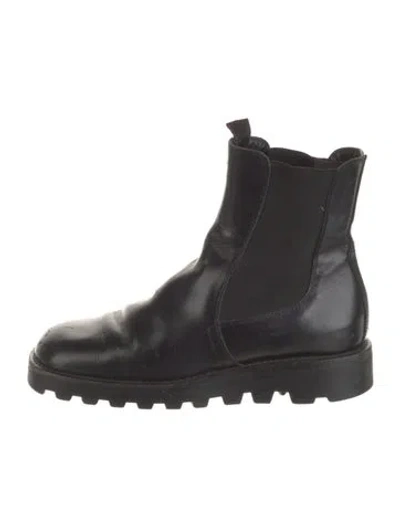 Pre-owned Prada Leather Chelsea Boots In Black