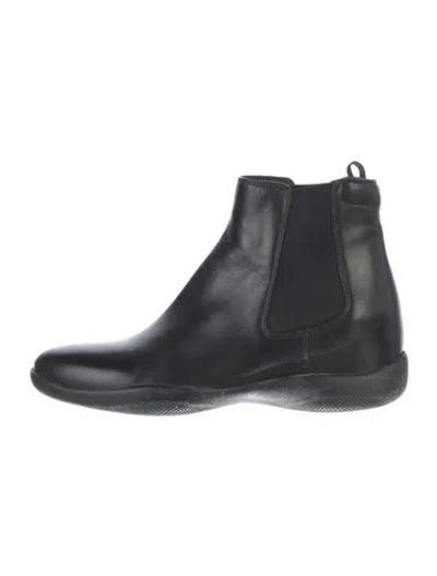 Pre-owned Prada Leather Chelsea Boots In Black