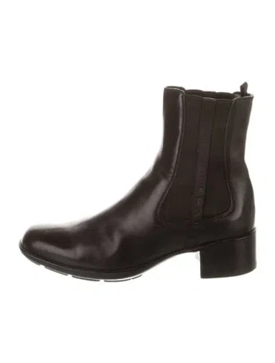Pre-owned Prada Leather Chelsea Boots In Black