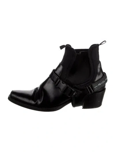 Pre-owned Prada Leather Chelsea Boots In Black