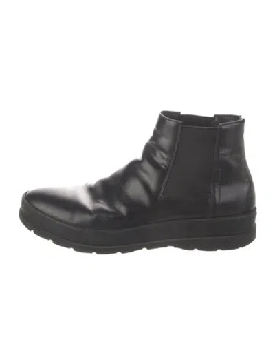 Pre-owned Prada Leather Chelsea Boots In Black