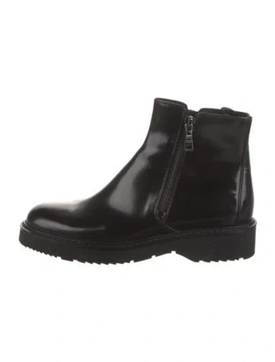 Pre-owned Prada Leather Chelsea Boots In Black