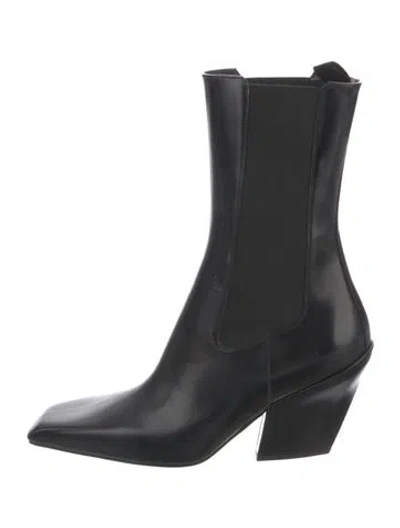 Pre-owned Prada Leather Chelsea Boots In Black
