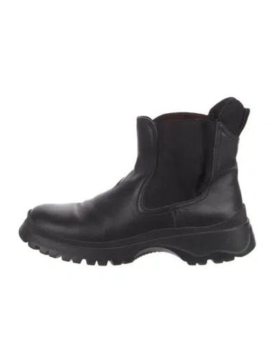 Pre-owned Prada Leather Chelsea Boots In Black