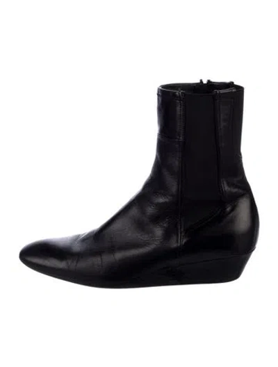 Pre-owned Prada Leather Chelsea Boots In Black