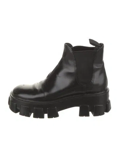 Pre-owned Prada Leather Chelsea Boots In Black