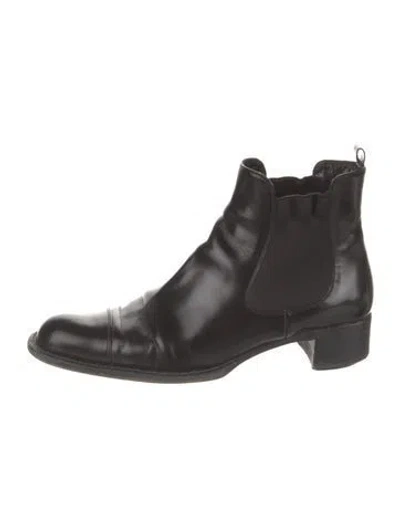 Pre-owned Prada Leather Chelsea Boots In Black