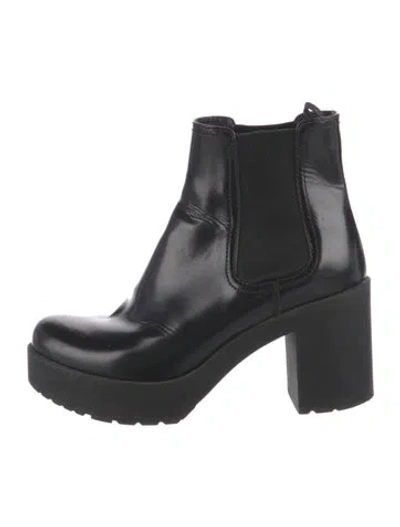 Pre-owned Prada Leather Chelsea Boots In Black