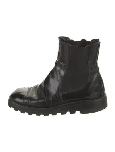 Pre-owned Prada Leather Chelsea Boots In Black