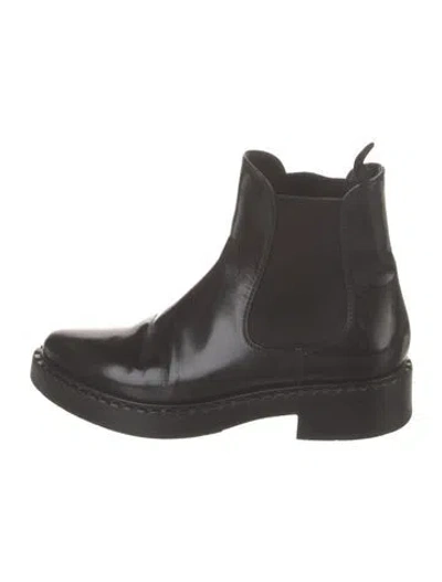 Pre-owned Prada Leather Chelsea Boots In Black