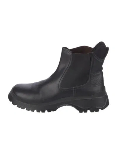 Pre-owned Prada Leather Chelsea Boots In Black