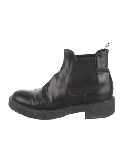 Pre-owned Prada Leather Chelsea Boots In Black