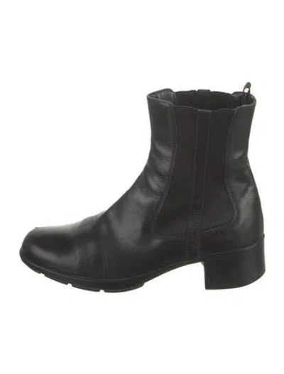 Pre-owned Prada Leather Chelsea Boots In Black