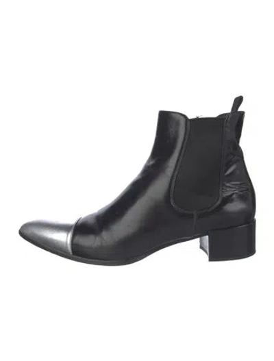 Pre-owned Prada Leather Chelsea Boots In Black