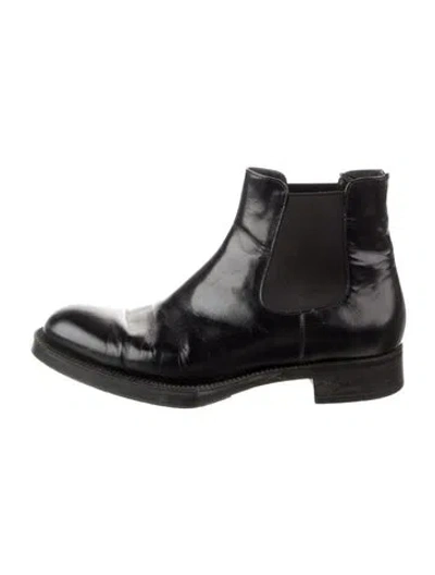 Pre-owned Prada Leather Chelsea Boots In Black