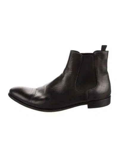 Pre-owned Prada Leather Chelsea Boots In Black
