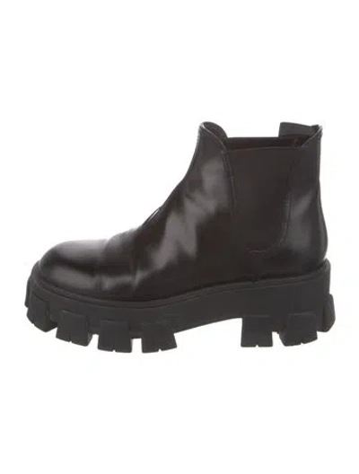 Pre-owned Prada Leather Chelsea Boots In Black
